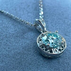 1ct Moissanite Round Cut Sterling Silver Fine Pendant Necklace
